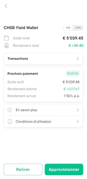 SwissBorg app chsb wallet pending